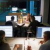 Shot of businesspeople working late in an office